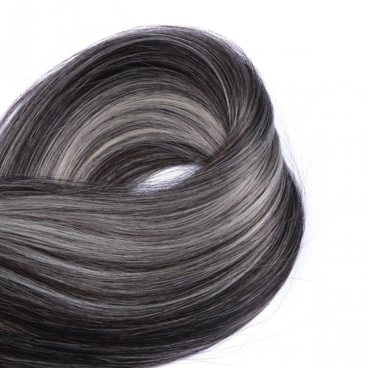 Echthaar Tressen - Weft Extentions - 1b/Grey Gestr�hnt 50 cm