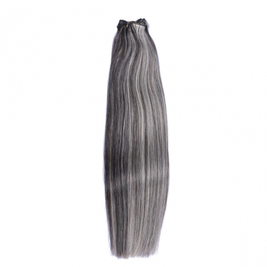 Echthaar Tressen - Weft Extentions - 1b/Grey Gestr�hnt 50 cm