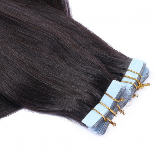 Tape-In Extensions &ndash; 1B Schwarzbraun &ndash; 10 Str�hnen � 2,5 g  &ndash;  100 % Echthaar
