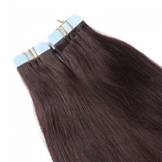 10 x Tape In - 2 Dunkelbraun - Hair Extensions - 2,5g - NOVON EXTENTIONS 50 cm